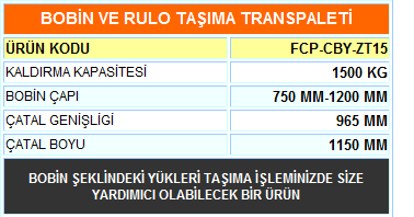 bobin tama transpaleti